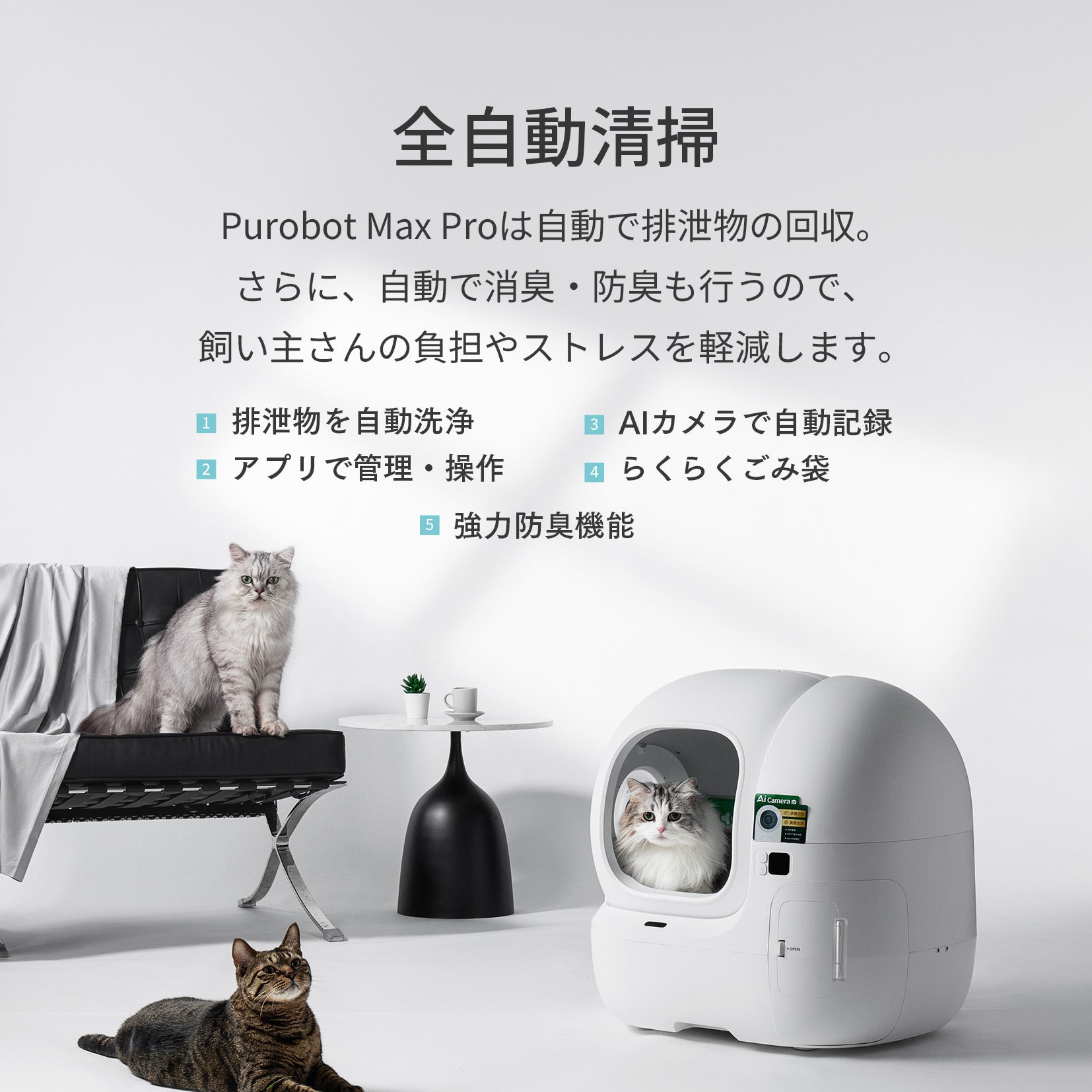 AIカメラ付き自動猫トイレ / P9904N – PETKIT JP