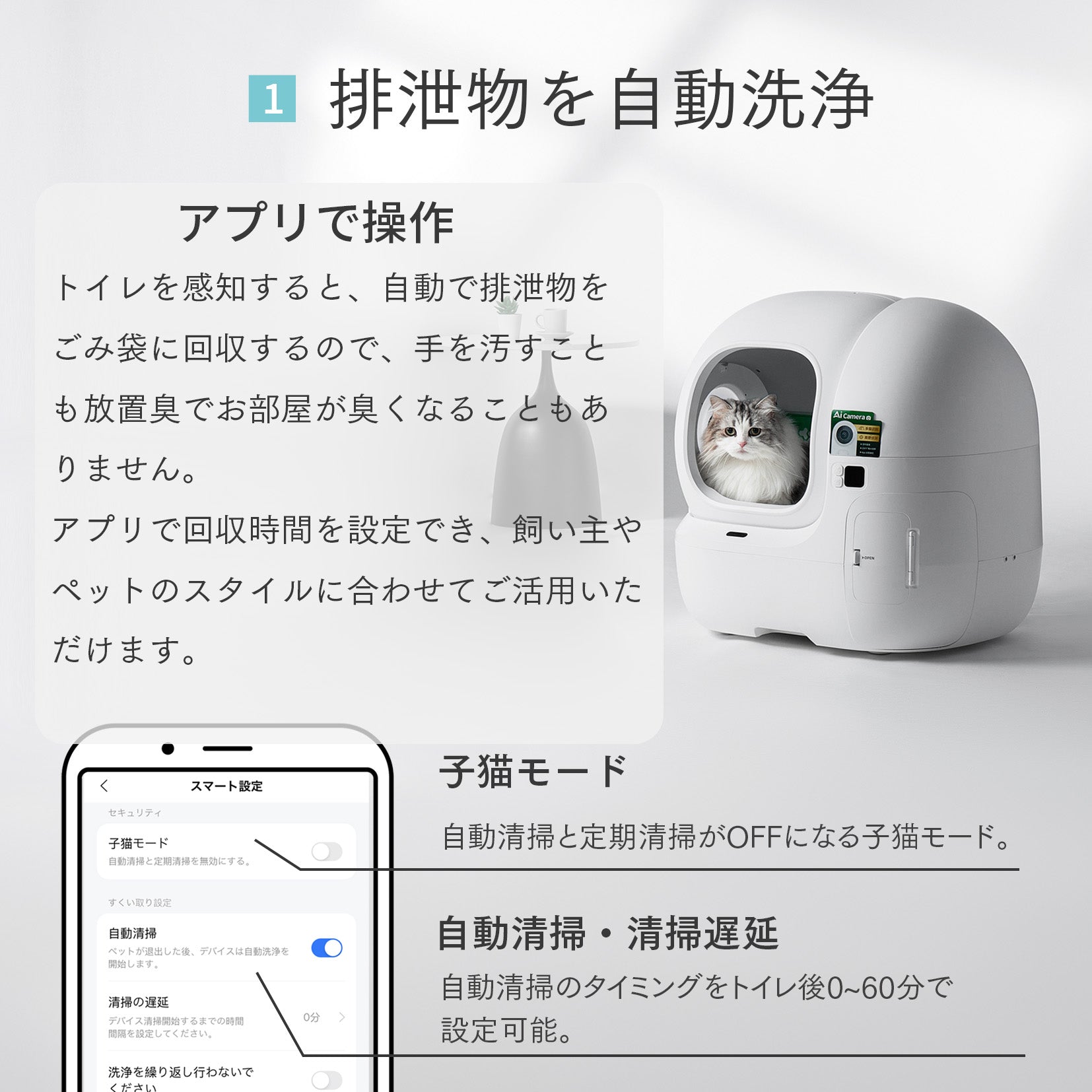 AIカメラ付き自動猫トイレ / P9904N – PETKIT JP